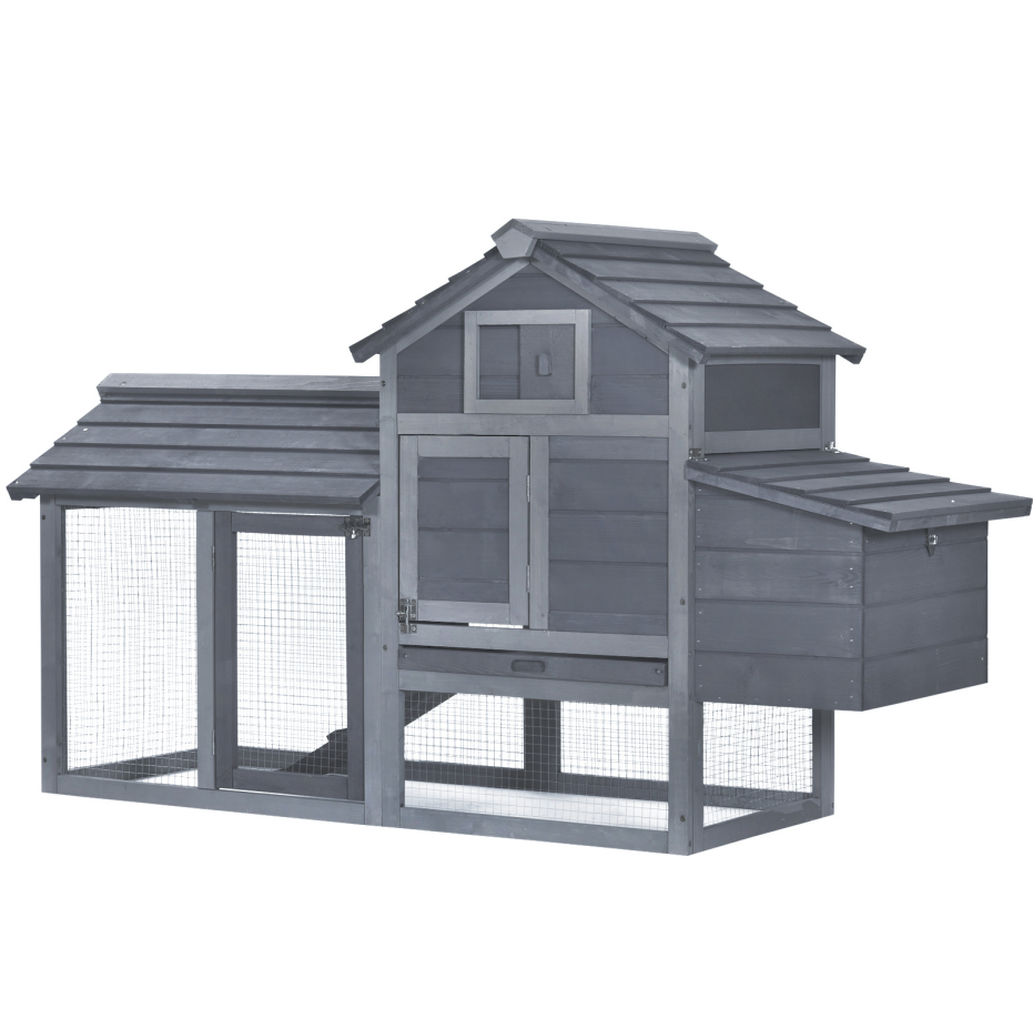 Kit de Galpón para Pollos 59 Exterior Madera Compacta Sólida Casa Aislada Ventilación Gris — imagen 4