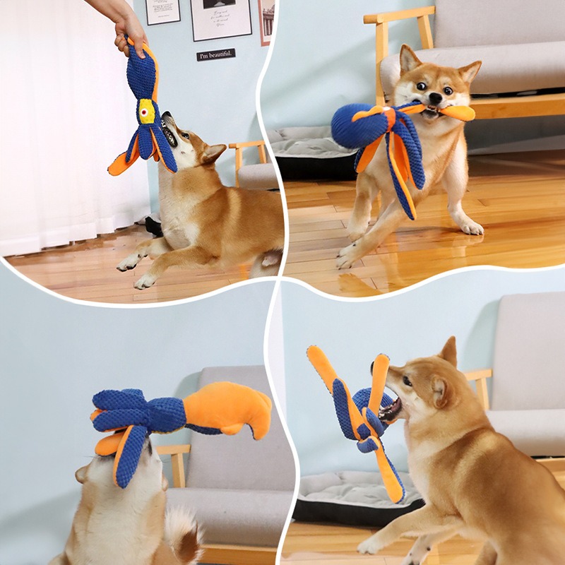 Dog plush toy with bite resistance and sound production, plush octopus toy with dog bite interaction toy — image 6