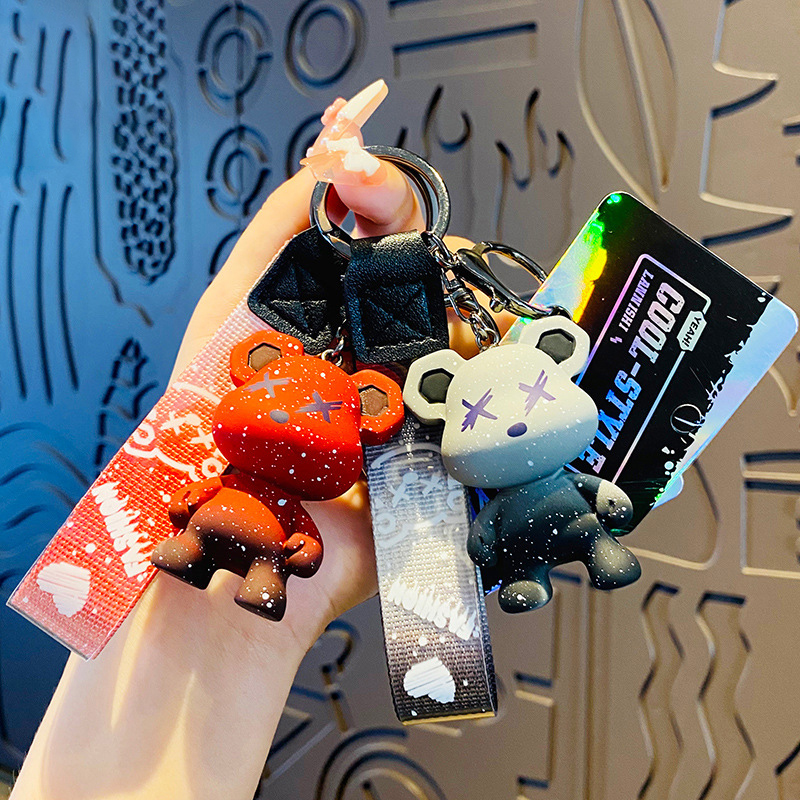 Creative Cartoon Cool Tide Gradient Bear Doll Chameleon Bear Key Chain Couple Bag Pendant Car Accessories — image 2