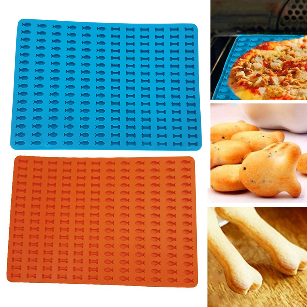 Fish and Bone Baking Mat Silicone Draining Mat Fish Bone Dog Food Biscuit Mold Pet Biscuit Mold — image 1