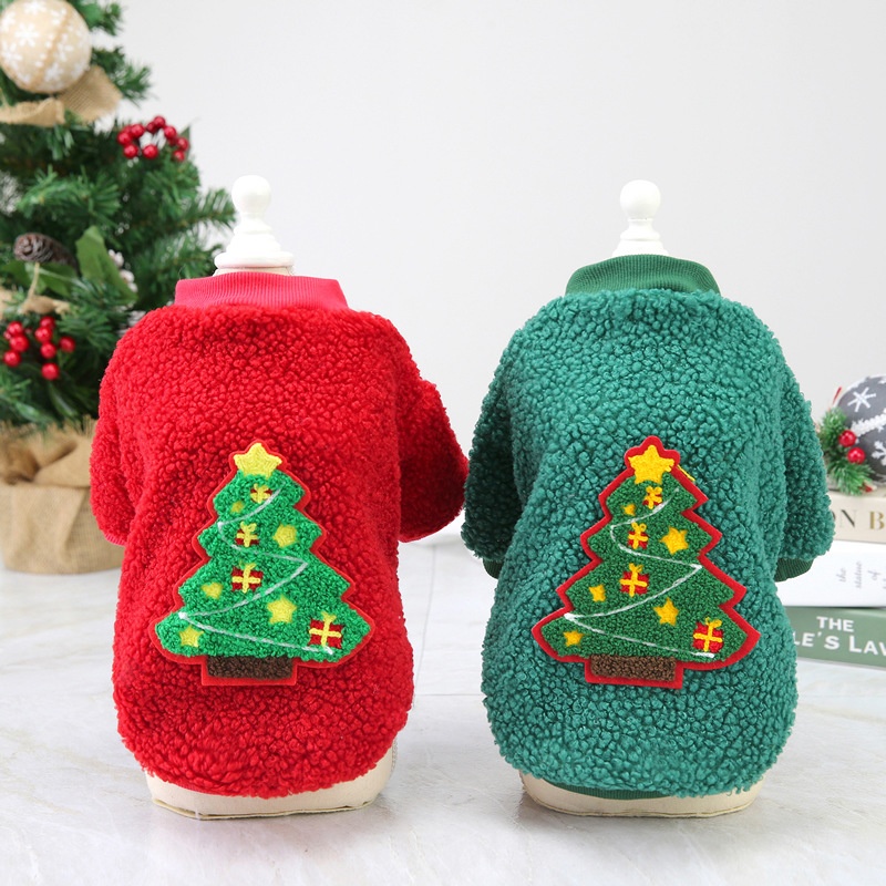 Dog Clothes Autumn/Winter Pet Clothes Teddy Small Dog Pet Clothes Winter 21 Christmas Tree Velvet Clothes — image 4