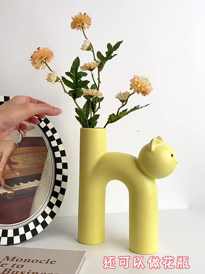 Behamei Creative Christmas Cute Tubular Cat Vase Living Room Home Desktop Decorations — image 5