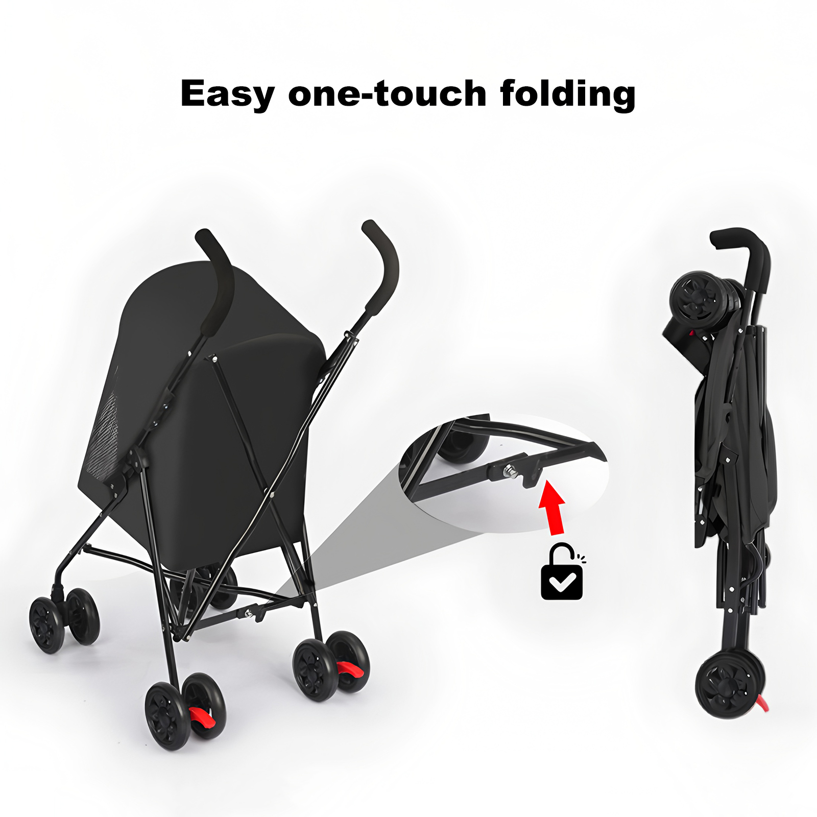 Carril para Pequeños Perros Gatos con Ventilación de Malla, Diseño Ligero Plegable, Taza Integrada, Negro — imagen 10