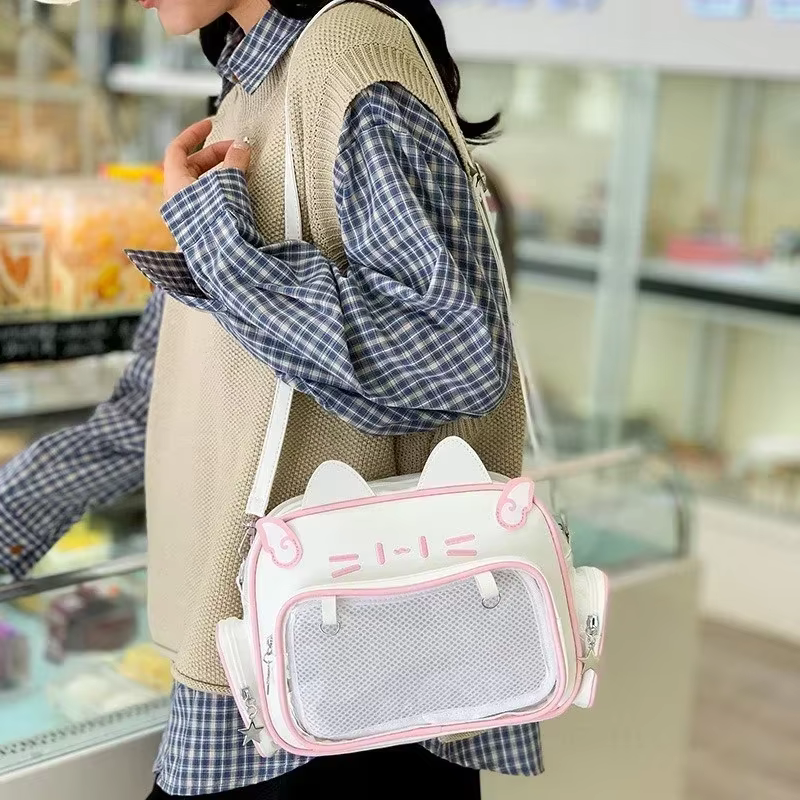 Women's Fashion Backpacks Y2K Style Japan Kawaii Cat Ita Bag PU Cute Girls Transparent Pocket Aesthetic Shoulder Crossbody Bags — image 4
