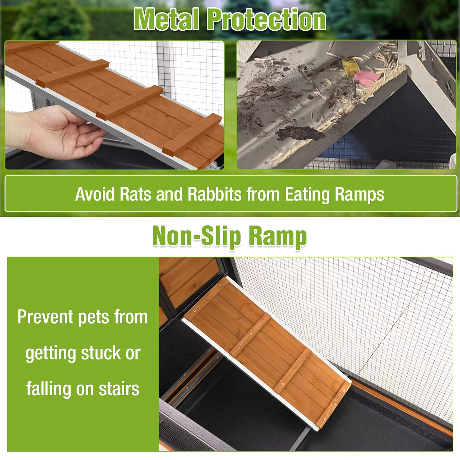 Conejera de 2 Pisos con Estructura de Metal Completa a Prueba de Mordidas para Interior/Exterior - Jaula para Conejos de 62" con 6 Ruedas con Freno, Personalizable — imagen 4