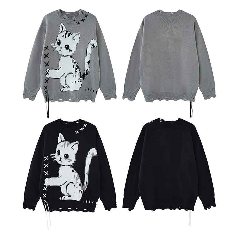 Cat tie torn sweater — image 6