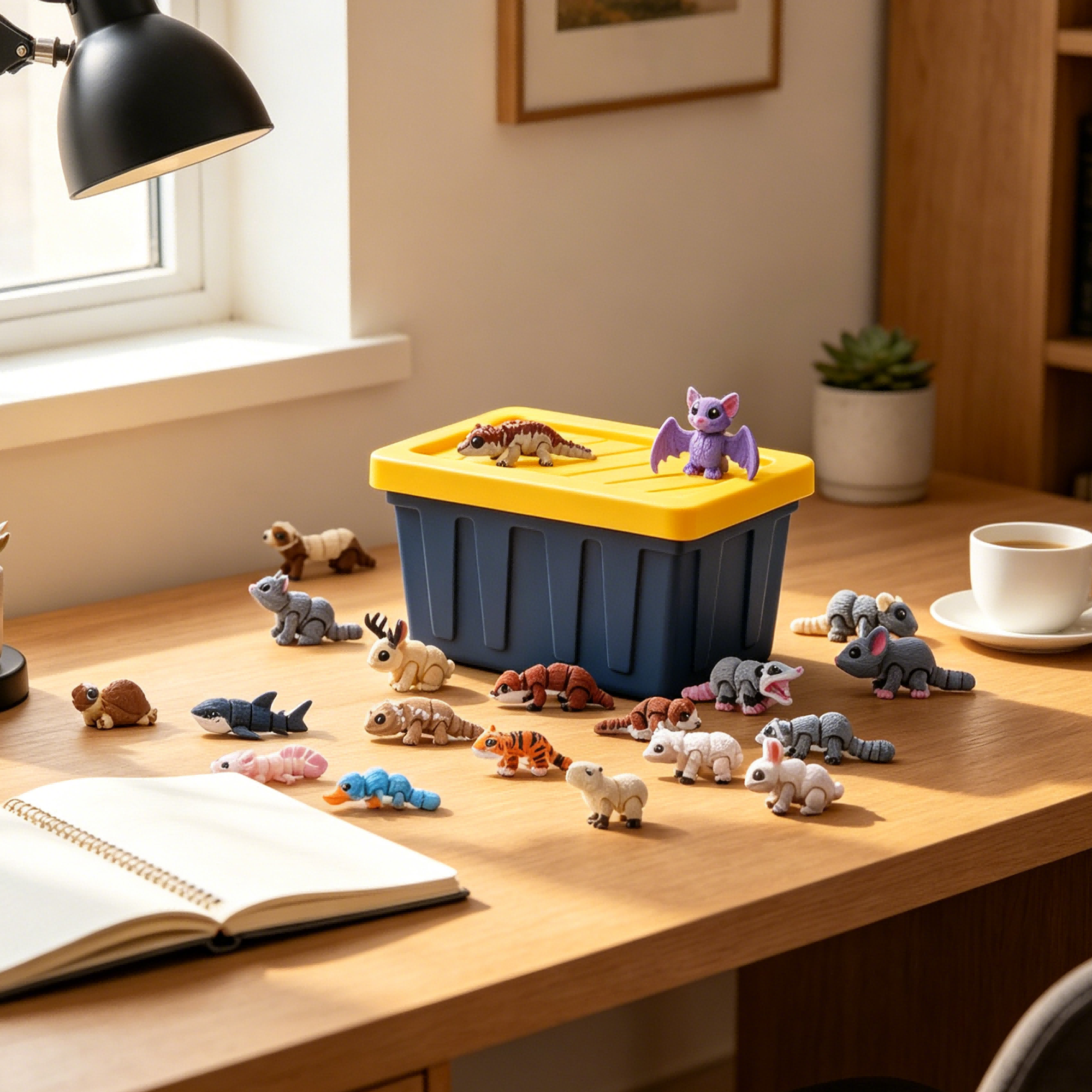 21PCS Mini Animal Figurines Set With Storage Box, 3D Printed Articulated Small Animal Collection, Desk Decor, Micro Landscape Ornaments, Gift Set — image 3