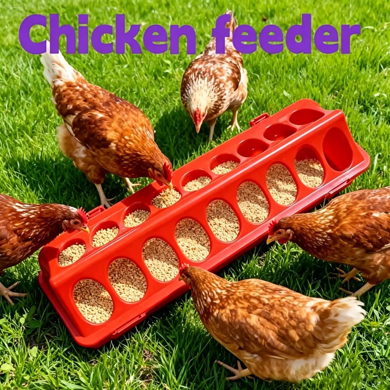 Chicken Feeder Trough Easy-Fill Bowl Multi-Hole Multi-bird Feeding Station for Chicks Ducklings Goslings Quail Ducks Animals — image 1