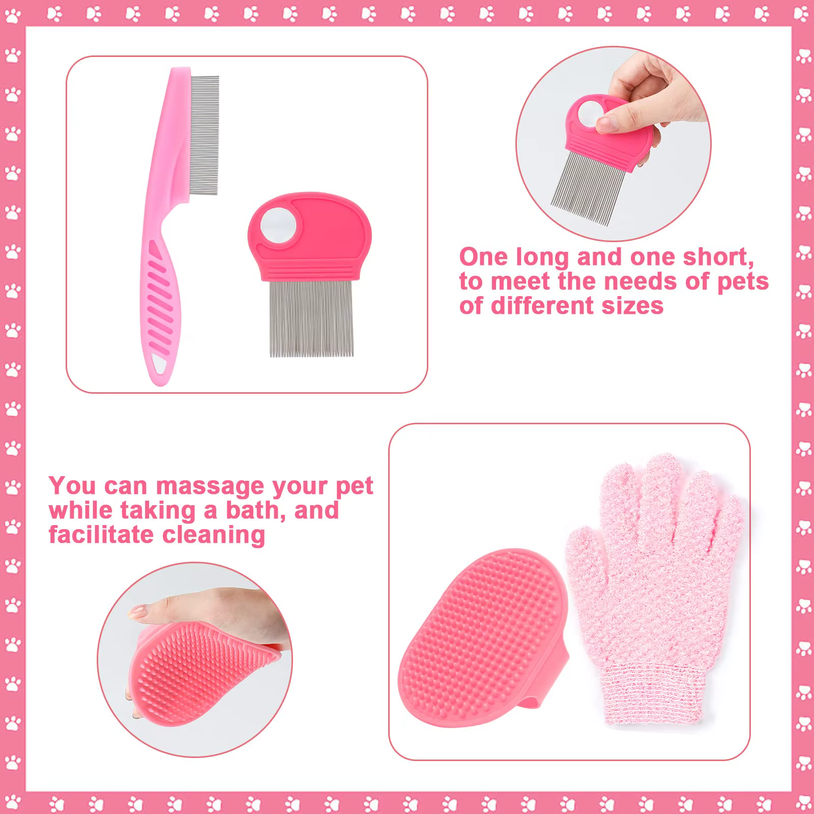 8-Piece Small Animal Pink Grooming Set Rabbit Grooming Kit with Pet Nail Clippers, Nail File, and Flea Comb — image 5