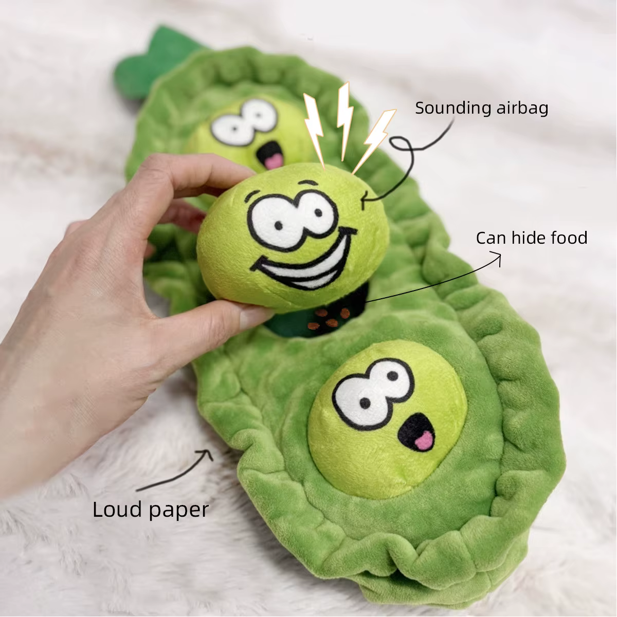Pet Dog Snack Hiding Toys Relieve Boredom Interactive Doll Pea Pods Sets Throwing Chasing Plush Toy Slow Food Smelling Pet Ball — image 3
