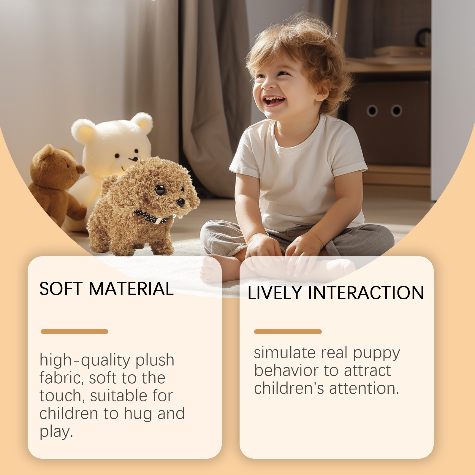 Cute Plush Juguetón Perro Eléctrico, Juguetón Interactivo de Perro Realista para Niños — imagen 4