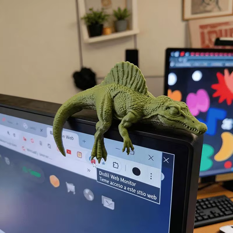 Sleeping T-Rex Monitor Topper Figurines 3D Printed Mini Lazy Dinosaur Ornaments For Desk/Monitor/Shelf Cute Jurassic Dino Decor — image 3