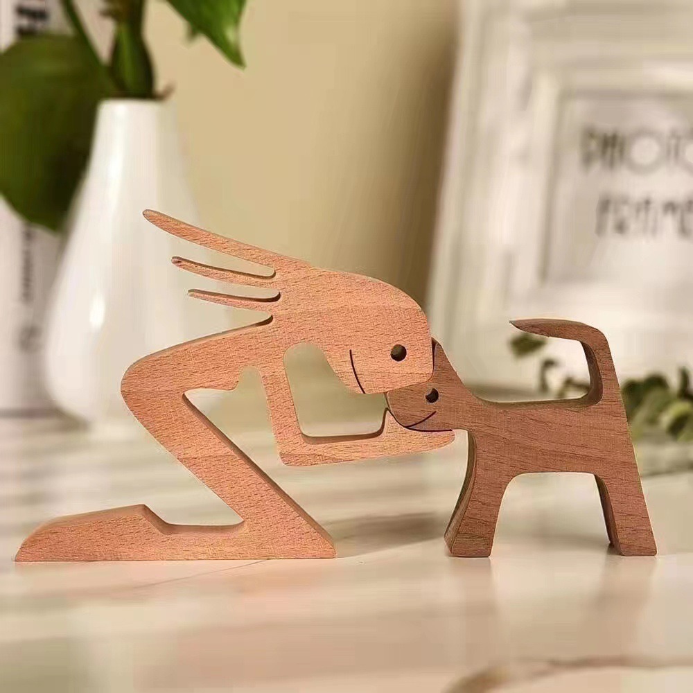 Wooden dog and family member ornaments animal decorations creative desktop decoration custom children toys — image 6