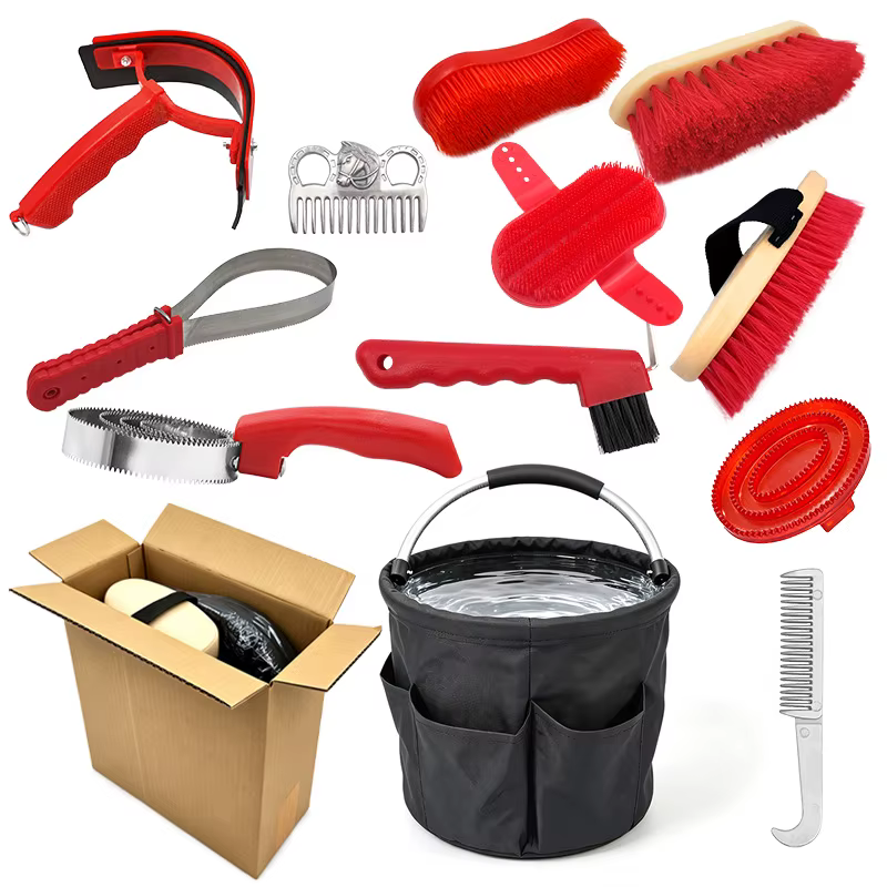 Horse Grooming Kit 12‑Pcs Horse Care Cleaning Tools Set with Foldable Storage Bucket for Horse Care — image 4