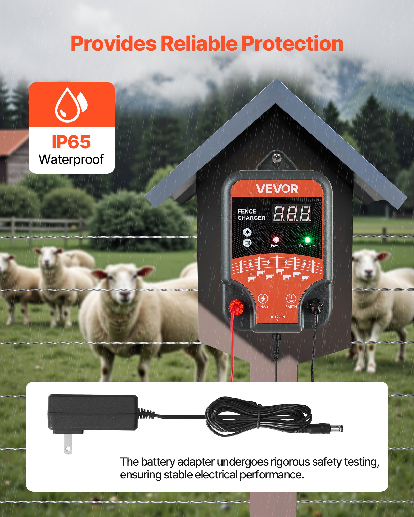 Electric Fence Charger, 10kV 3J, AC DC Electric Fence Energizer With LED Indicator, 1.86 Miles Range, Powerful Plug-in Fences Charger, Prevents Wild Animals Intrusion For Livestock Poultry — imagen 5