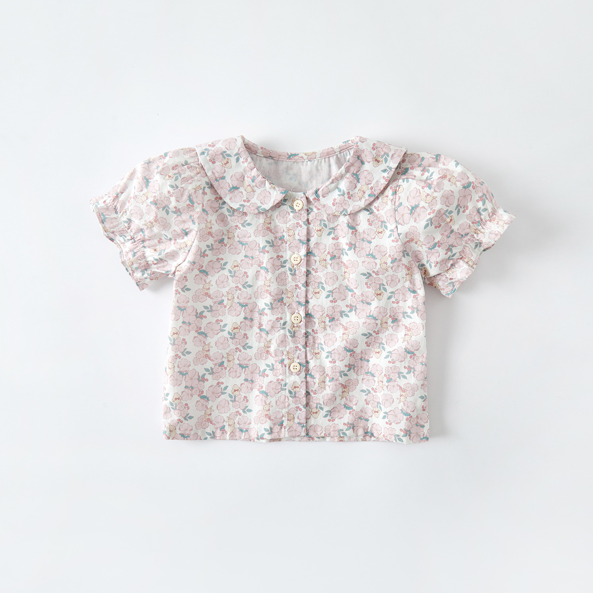 Infant Floral Bunny Ear Outfit Set Summer Lightweight Shirt Vest Romper Two-Piece Set — image 6