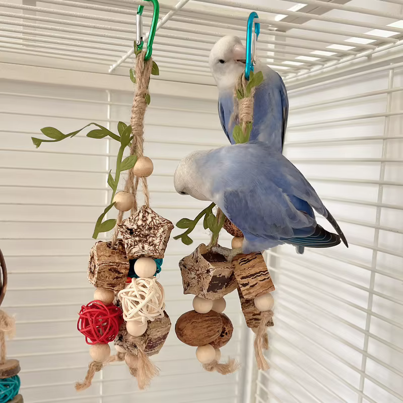 Bird Toys Colorful Hanging Chew Parrot Toys Parakeet Puzzle Training Relief Bite String Cage Decorative Bird Accessories — image 2