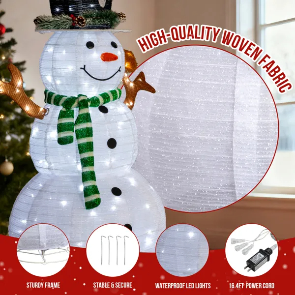 Lighted Snowman And Squirrel Christmas Yard Decorations, Pre-lit Pull Up Snowman With 120 White LEDs, For Xmas Outdoor Holiday Indoor Decor Lighted Holiday Displays — image 11