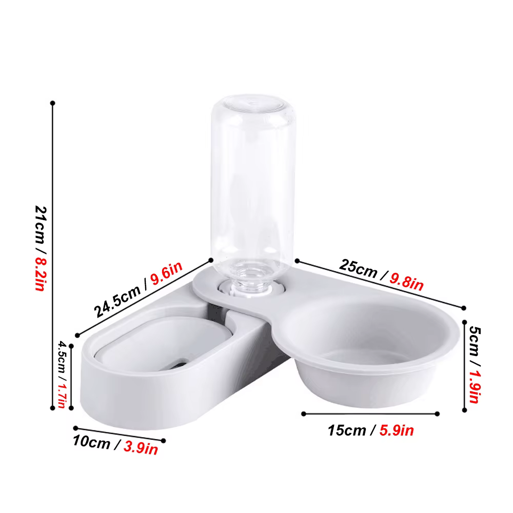 Pet Rabbit Chinchilla Guinea Pig Food Bowl Auto Feeder All-in-One Splice Food Bowl Drinking Fountain Raised Standing Dish Bowl — image 3