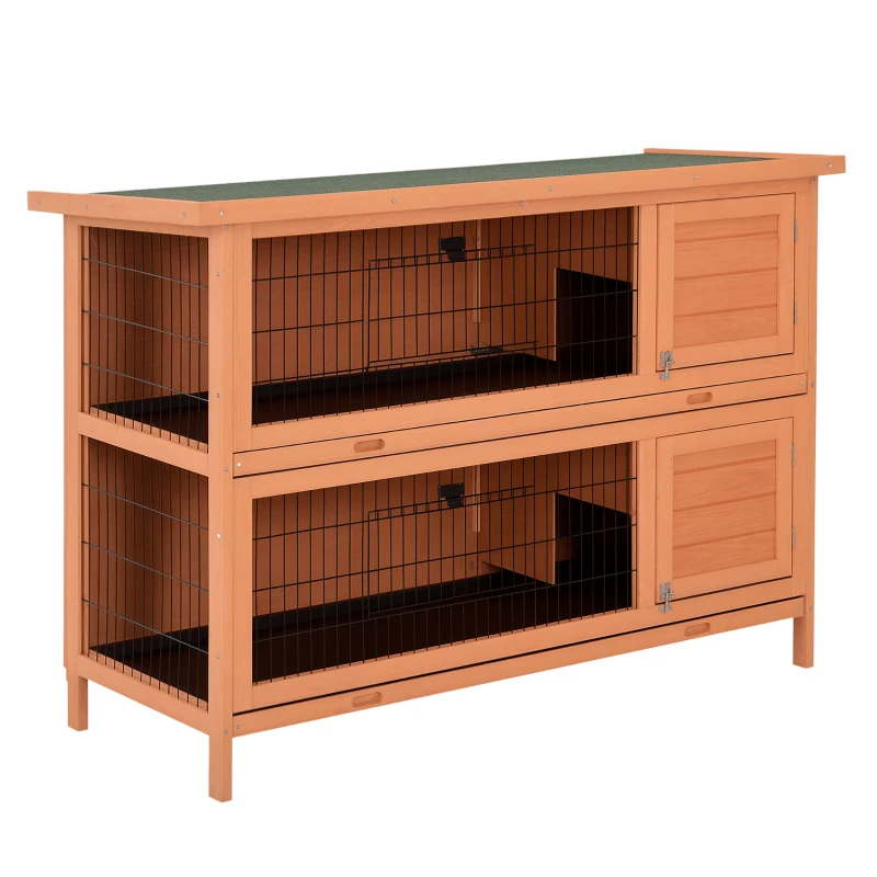 2-Story Large Rabbit Hutch Bunny Cage Wooden Pet House Small Animal Habitat With Lockable Doors, No Leak Tray And Waterproof Roof For Rabbits, Chickens, Ducks, Outdoor Indoor Natural — imagen 5