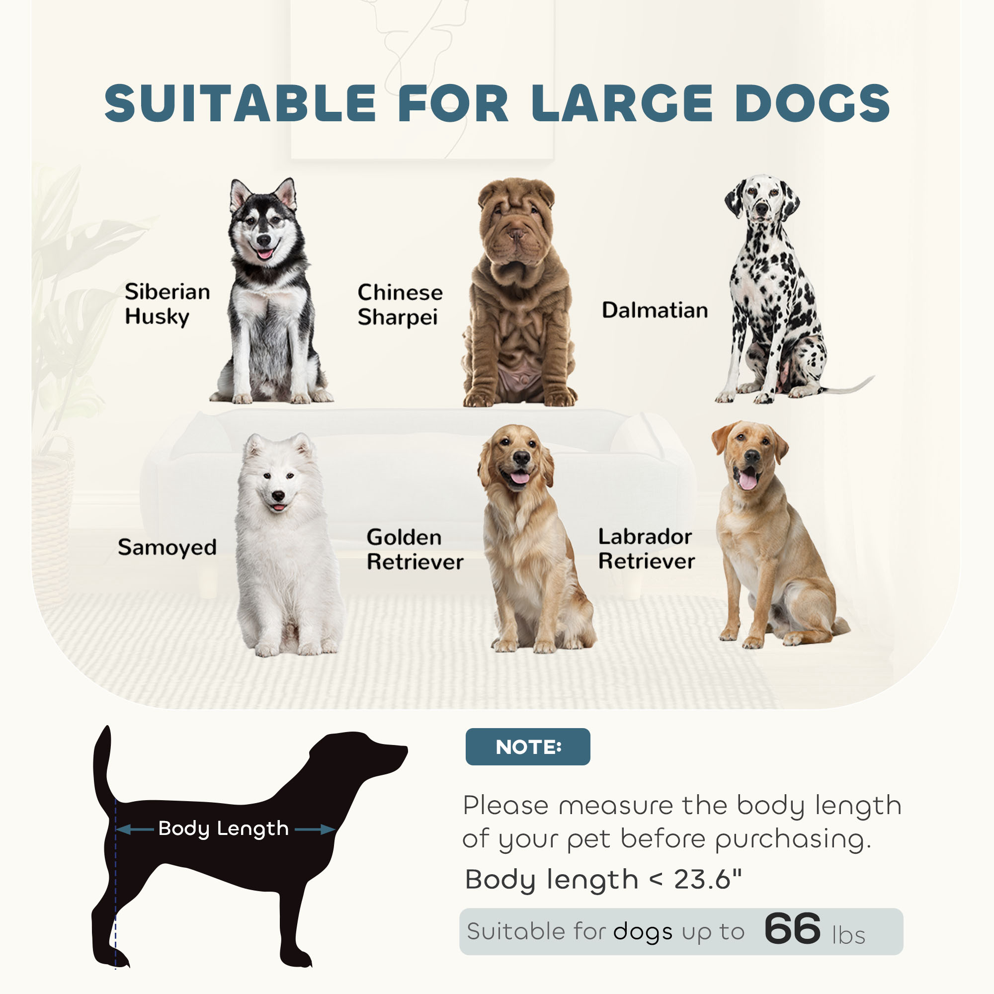 Silla de Perro Elevada con Almohadilla Cómoda, Patas de Madera de Pino, Piezas Antideslizantes para Perros Grandes Uso Interior Azul Oscuro — imagen 2