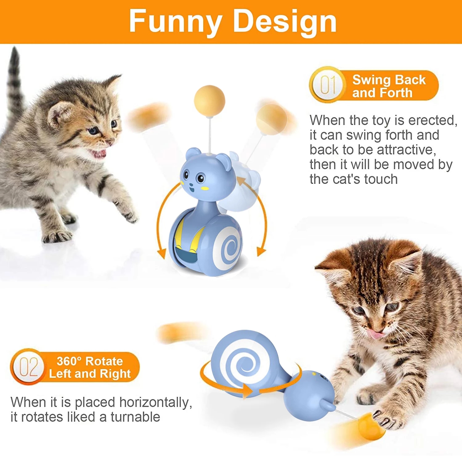 Cat Interactive Feather Toys Pet Bumbler Funny Toy Interactive Cats Toys Cat Rolling Teaser Feather Wand Toys Rotating Ball — image 12