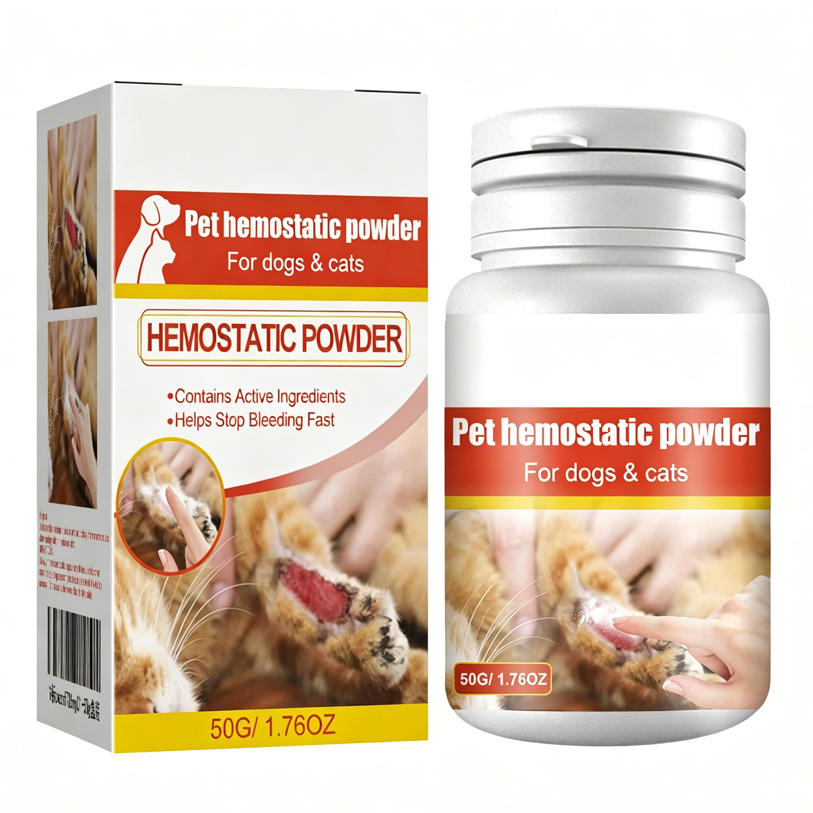 Pulver de Hemostasia para Mascotas, Poderoso Detén Sangrado Rápido para Cuidado de Heridas en Perros y Gatos — imagen 1