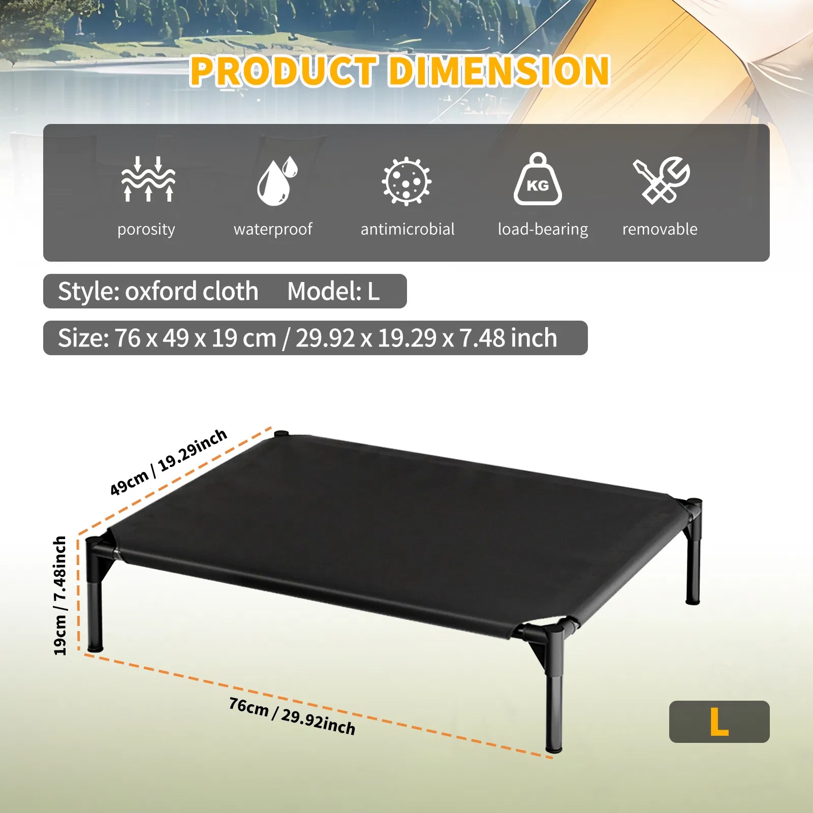 Elevated Breathable Mesh Pet Bed, Indoor Or Outdoor Use, Sizes For Small To XL Pets — imagen 4
