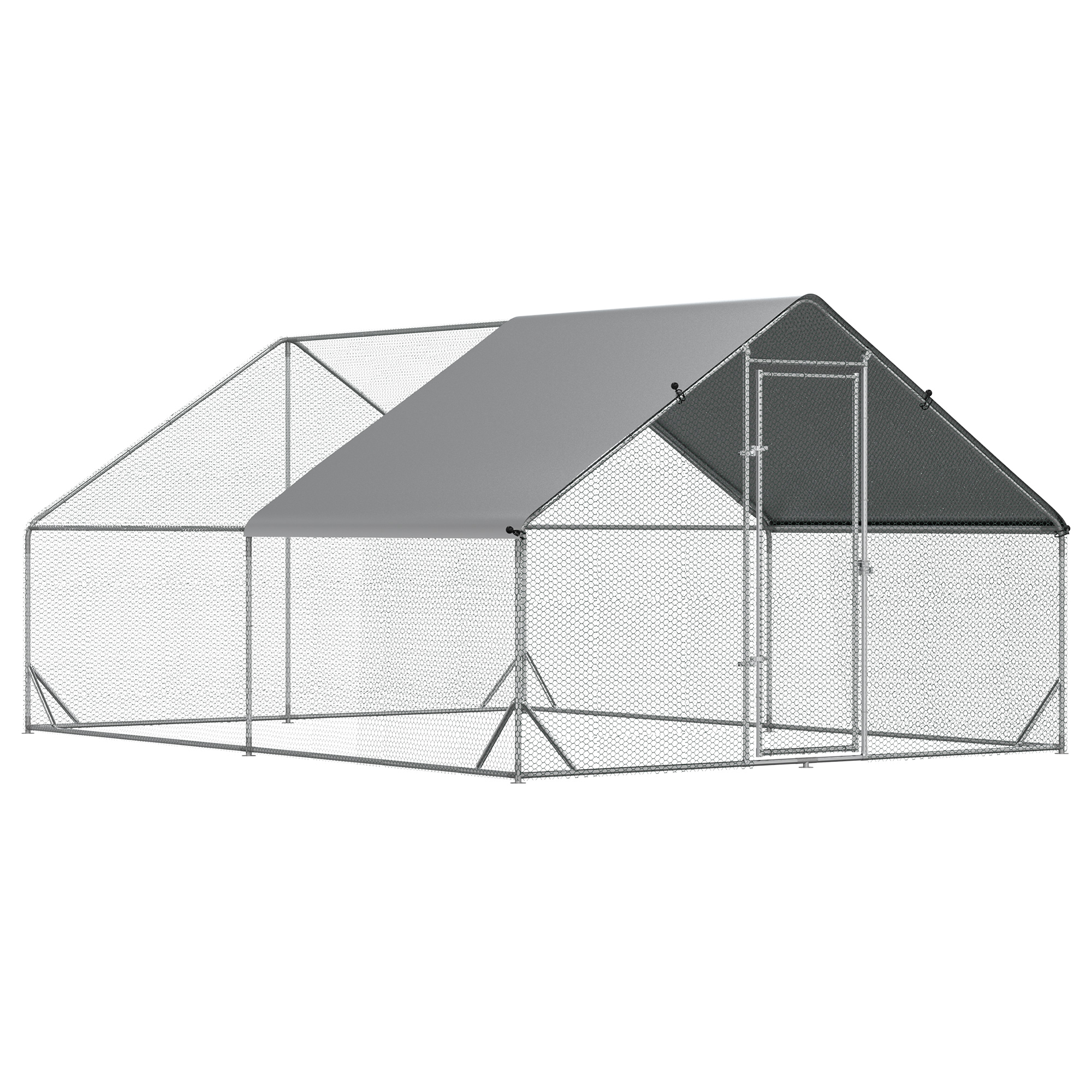 PawHut Large Chicken Coop Metal Chicken Run With Waterproof And Anti-UV Cover, Spire Shaped Walk In Fence Cage Hen House For Outdoor And Yard Farm Use, 1 Tube Diameter, 9.8X 13.1 X 6.6 — imagen 1