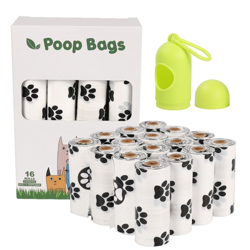 White Footprint Dog Poop Collection Bag D2W Photo Oxygen Degradation Pet Garbage Bag Pet Supplies — image 12