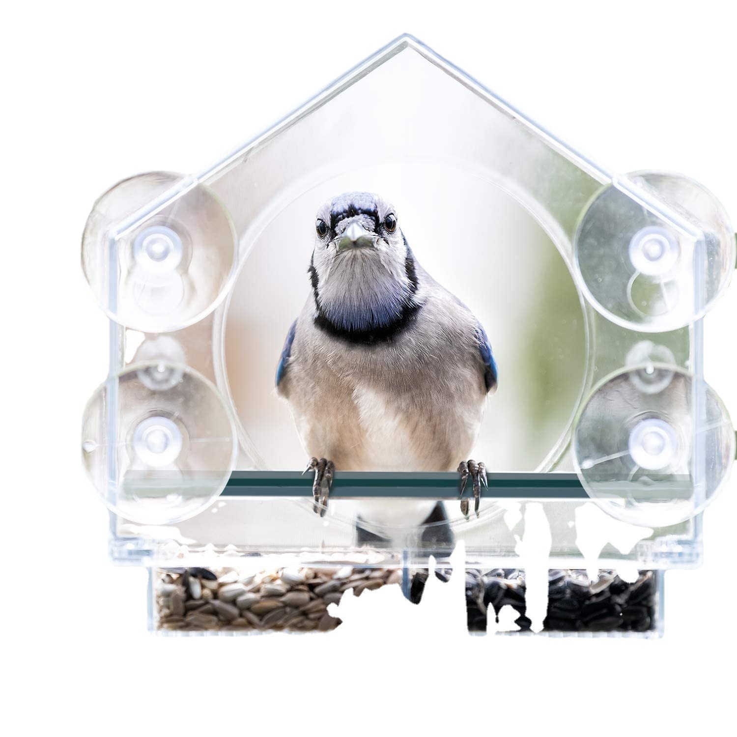 House-shaped Plastic Acrylic Bird Feeder, Acrylic Pet Bird Feeding Container — image 5