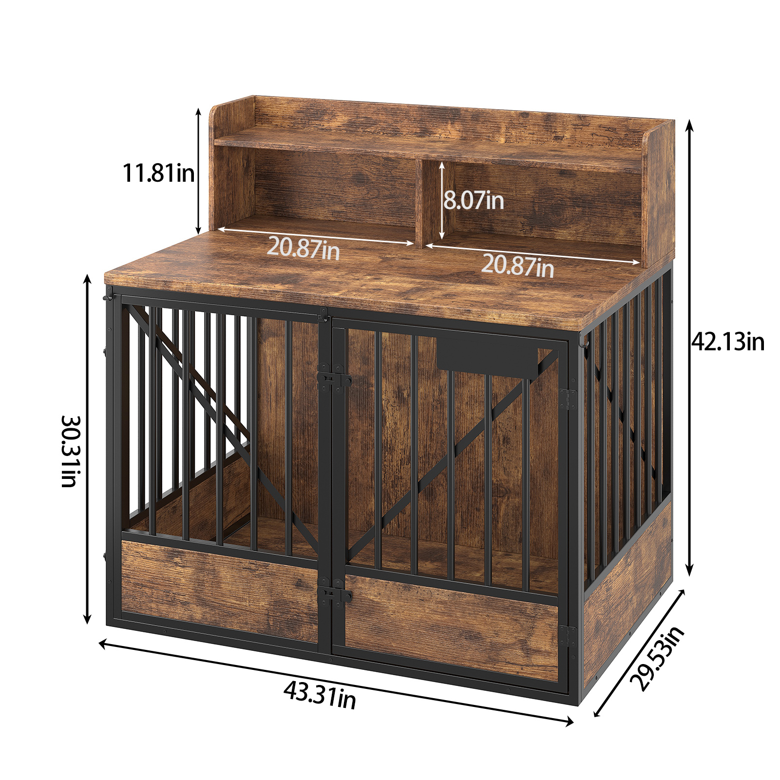 Dog Crate Large Capacity Multifunctional Spacious Top Pet Kennel With 2 Open Storage Compartment — image 1