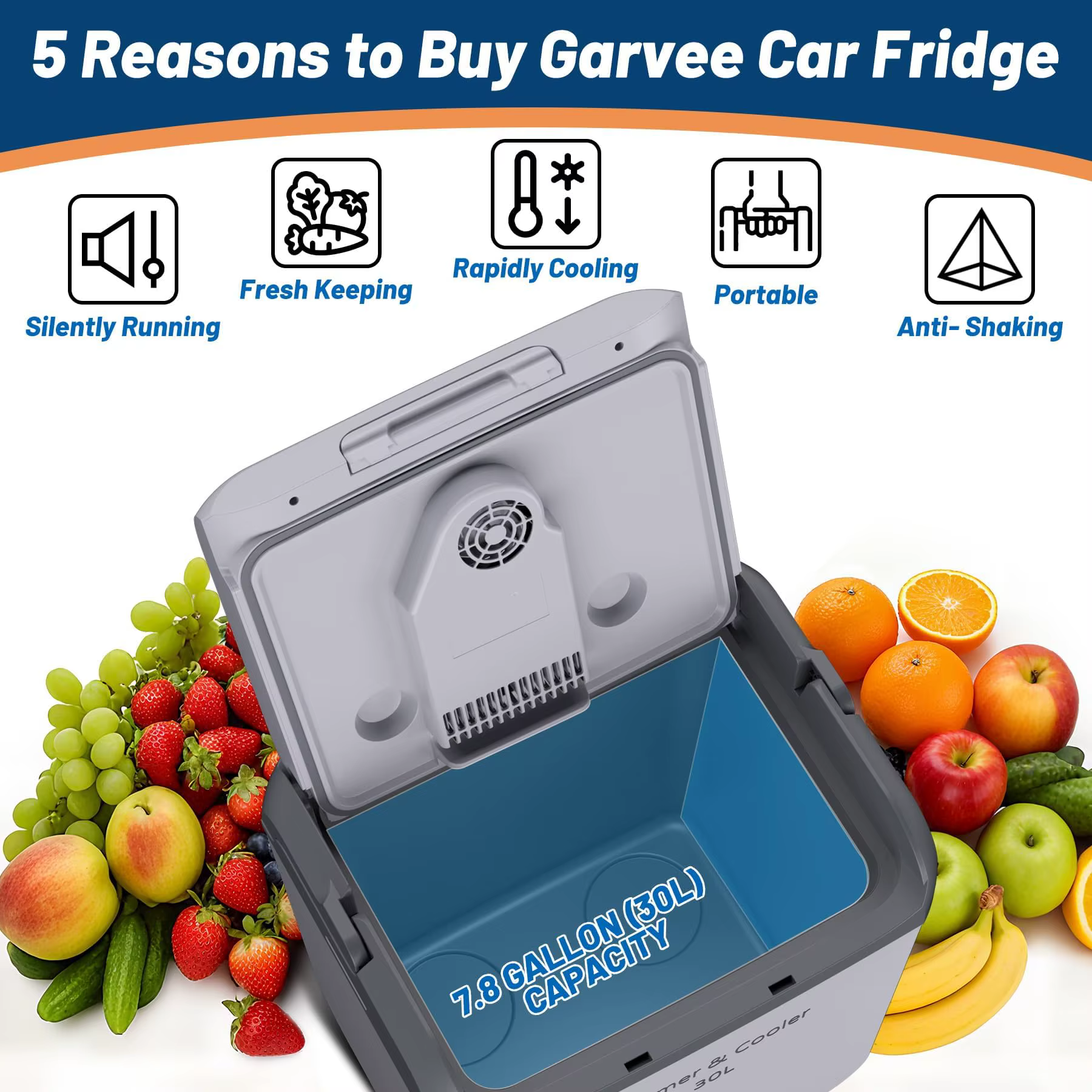 Electric Cooler Car Fridge 32QT 12V And 110V Portable Cooler And Warmer For Truck Ideal For Camping Road Trips And Trucking 32QT Portable Car Fridge With Cooling And Heating Functions — imagen 5