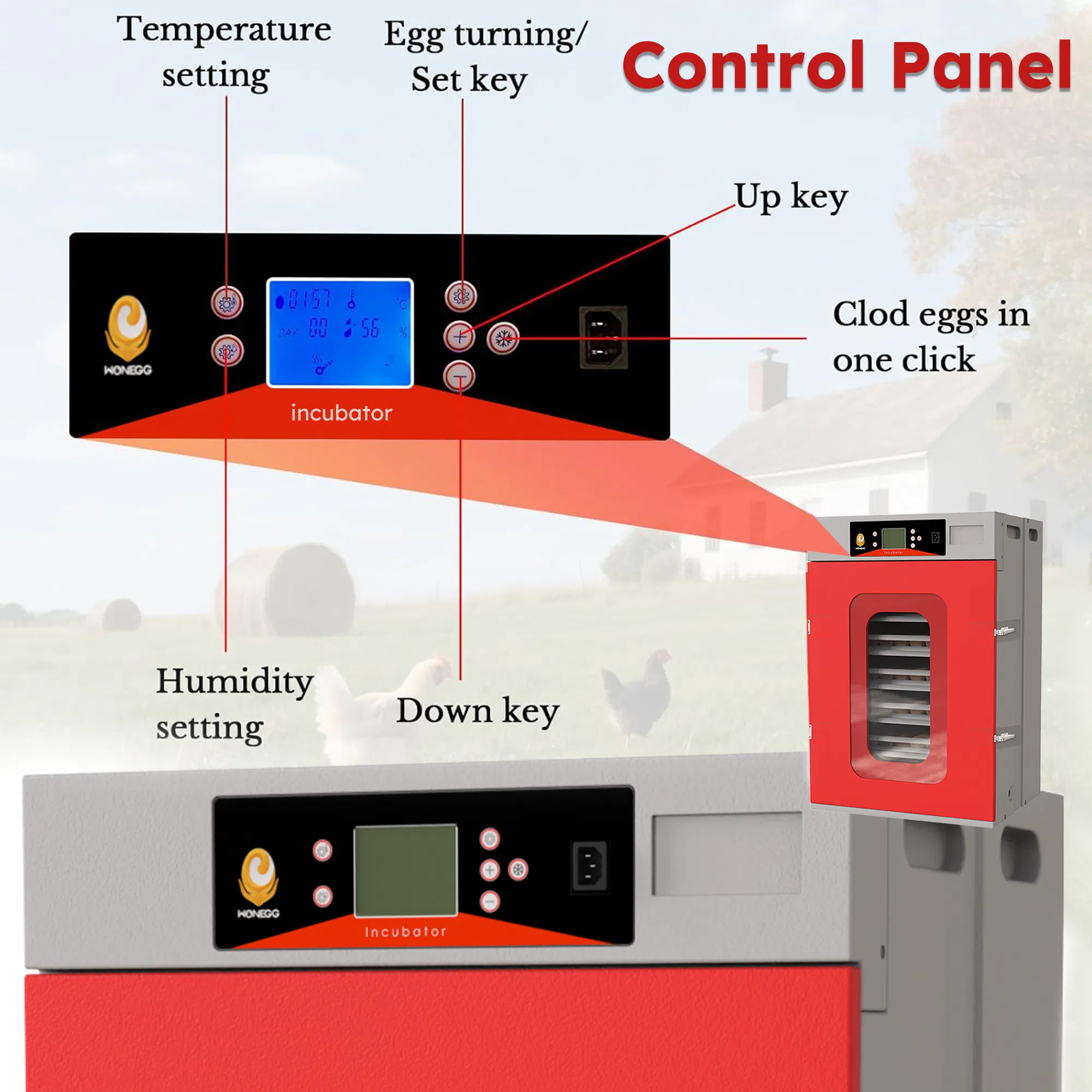 400 Eggs Incubator Cabinet with Automatic Turning & Digital Temperature Control, Large Commercial Poultry Hatcher Cabinet for Chicken, Duck, Goose, Quail Eggs — image 3