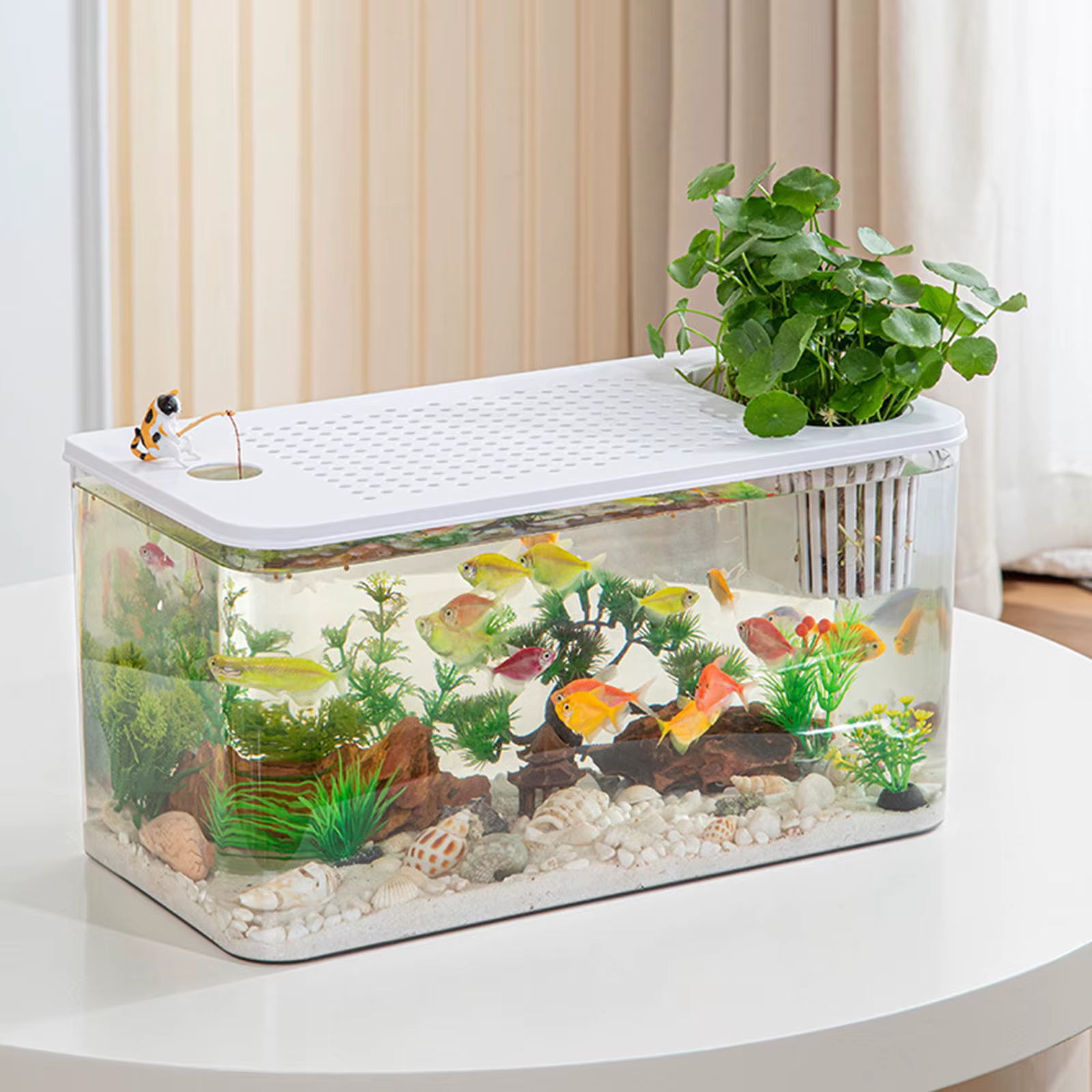 Reptile Terrarium Clear View Breeding Tank Habitat Cage Small Fish Tank Feeding Box for Betta Fish Crayfish Snake Chameleon — image 2