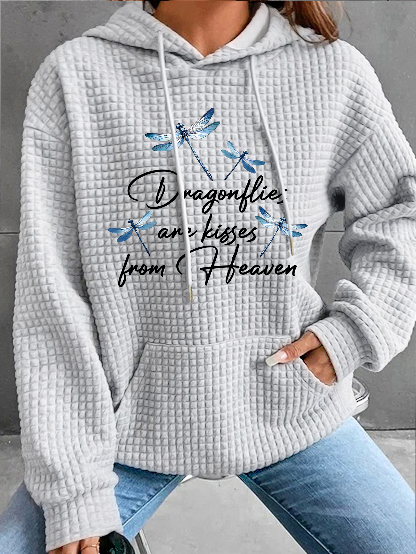 Waffle long sleeved dragonfly printed hoodie — image 9