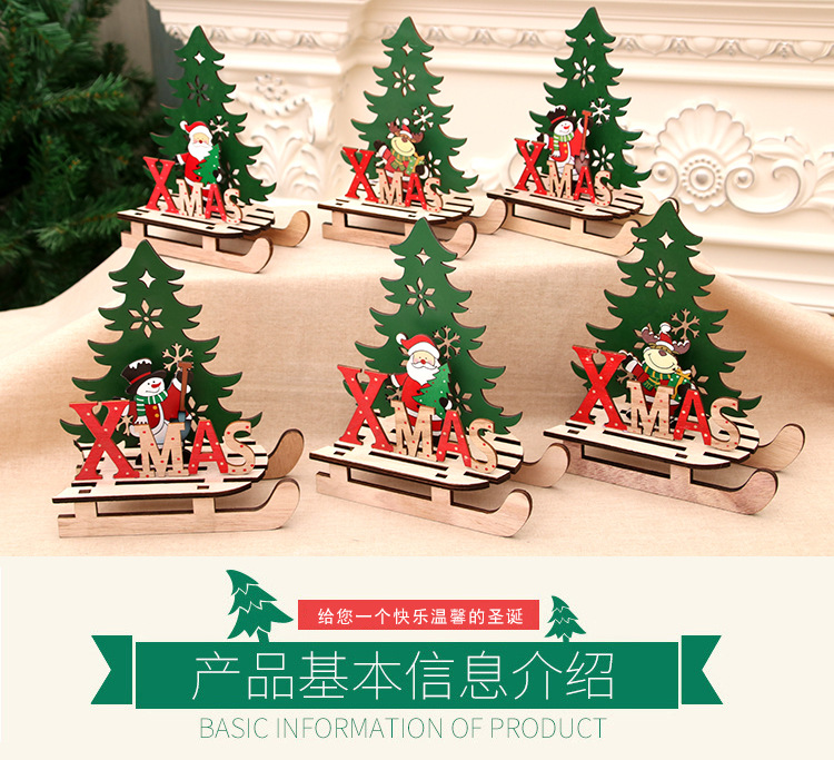 Pulseras y decoraciones de Navidad en madera con Santa Claus, renos y un ciervo para adornar el árbol de Navidad — imagen 6