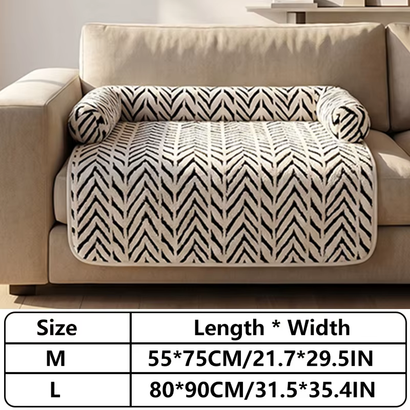 Pet Sofa Bed Mat with Side Bolsters Soft Fluffy Couch Protector Mat Anti-slip Dog Cat Bed Sleeping Cushion for Small Medium Pets — image 4