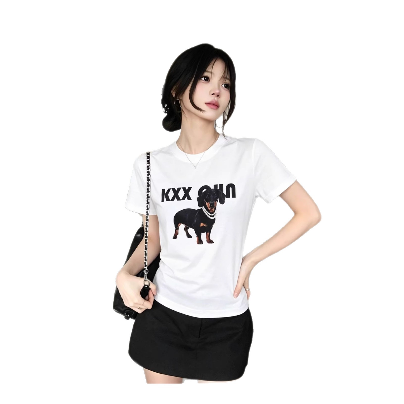 Dog Letter Print Regular Shoulder Short Sleeve T-Shirt — image 2