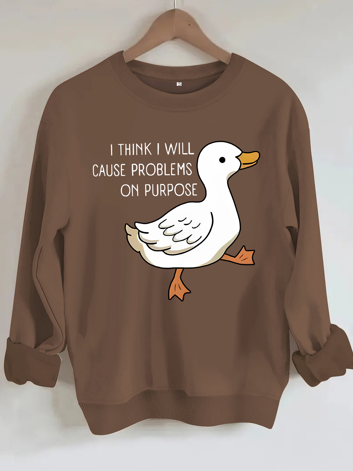 Duck print round neck hoodie — image 9