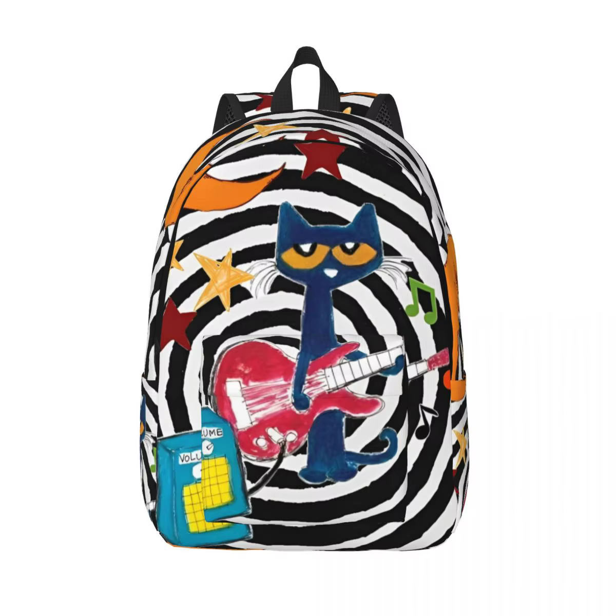 Pete The Cat I Love My White Shoes Cool Backpack High School Hiking Travel Cartoon Cats Daypack for Men Women Laptop Canvas Bags