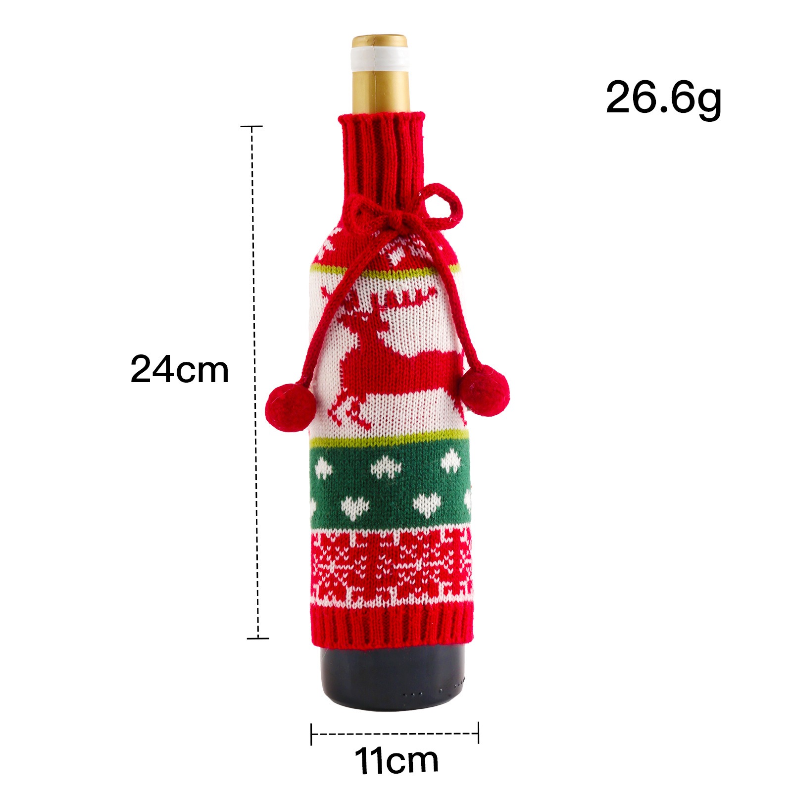 Hairball bow wine bottle set reindeer elderly man snowman knitted red wine set decorative gift ornament — image 3