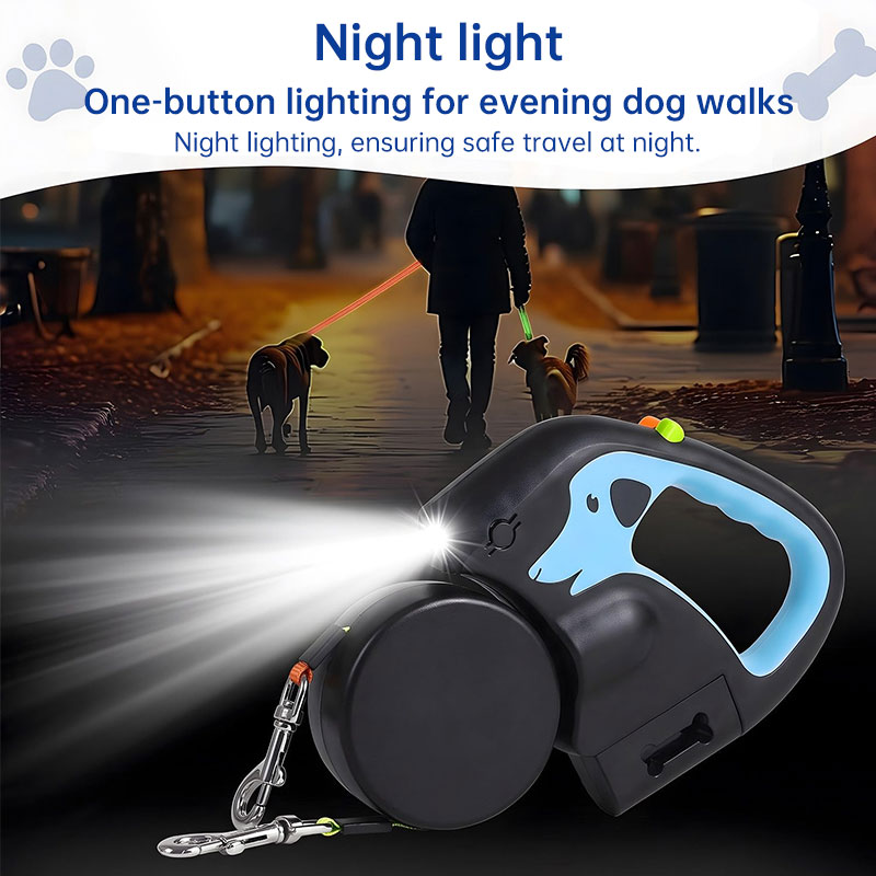 Dual / Double Dog Leash, 360° Retractable Roulette, 3M, LED Light, Tangle-Free, Double-Ended Traction Rope — image 9