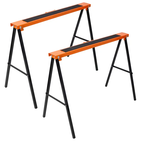 Caballetes de Corte 2 Unidades, Portátiles Plegables con Piernas Abiertas Rápidamente, Manija Práctica, Acero Pesado para Garaje, Taller, Listo para Usar, Color Naranja+Negro - No Se Apoya en Recogida Automática — imagen 1