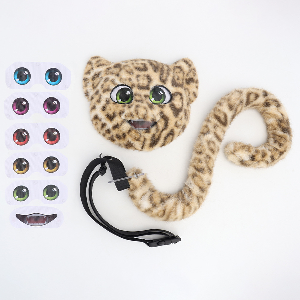 Halloween Realistic Leopard Print Mask with Faux Fur Tail, Full Face Cover, Leopard Cat Cosplay Costume Accessory for Stage Performance — image 6