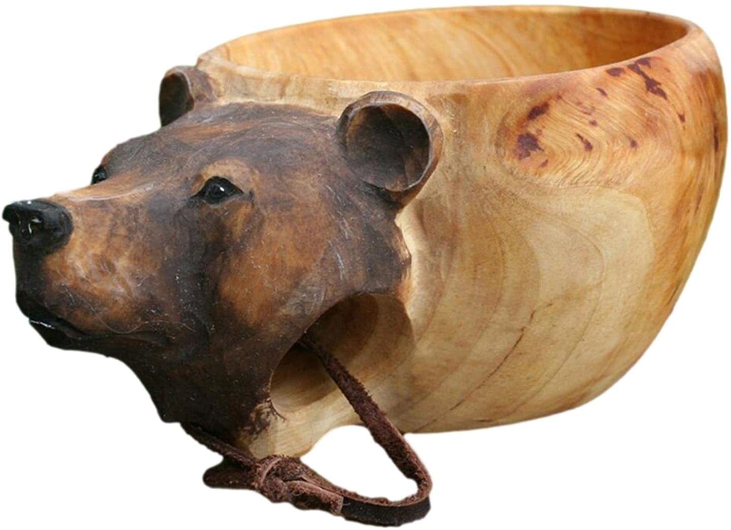 Taza de Madera Esculpidas a Mano - Kuksa Nórdica para Camping y Café — imagen 3