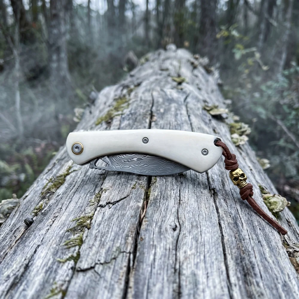 EDC Climbing Emergency Tools Damascus Outdoor Camping Essential Portable Folding Knife with Lanyard Preferred Fishing Mini Knife — image 5