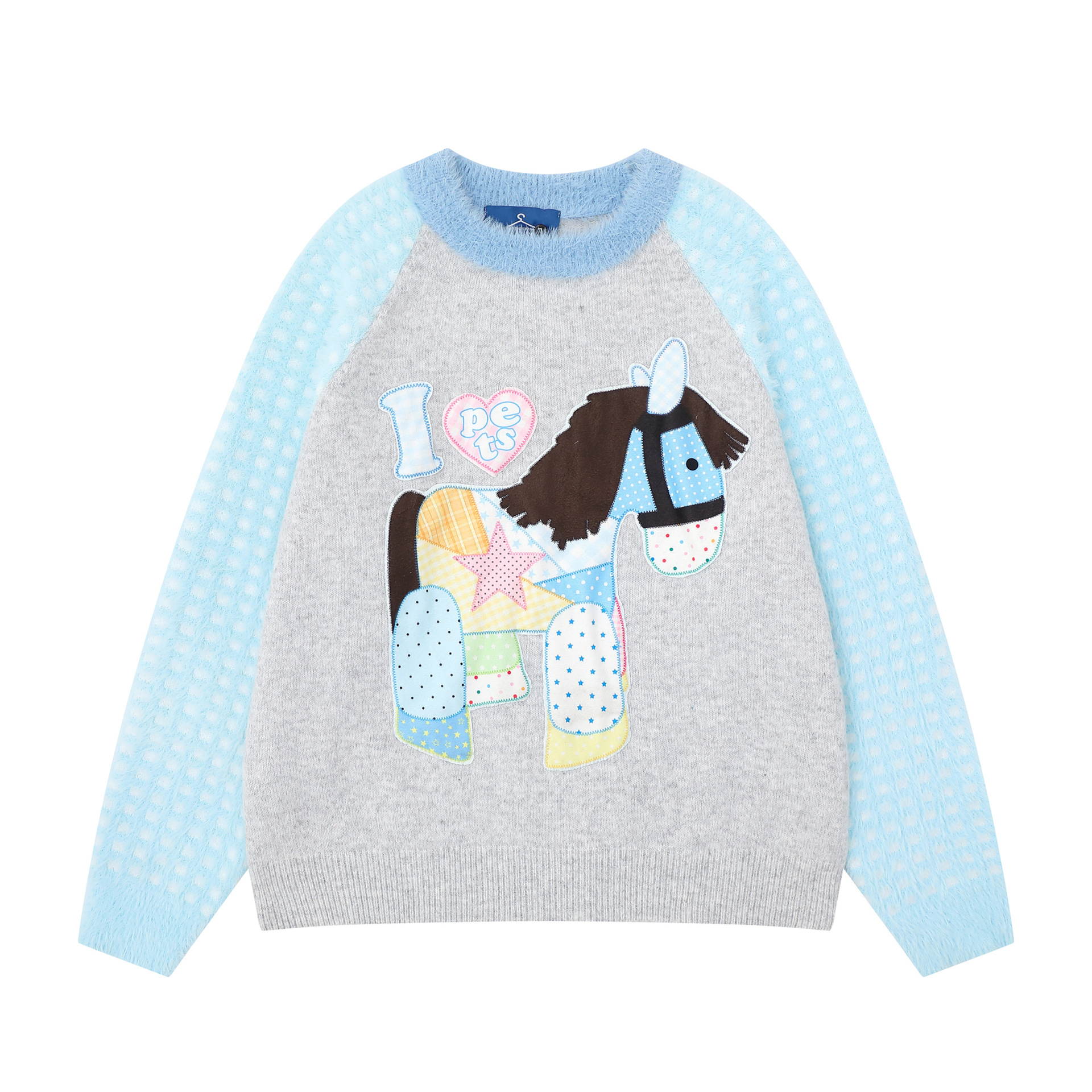Color blocking pony pattern sweater — image 7