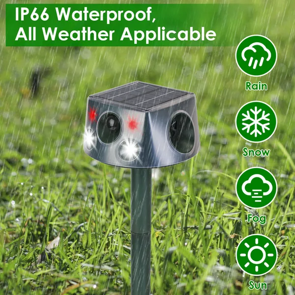 Repelente Solar Ultrasonico de Animales para Jardín Exterior - Repellente de Conejos, Serpientes y Mapaches con 6 Modos, Sensor de Movimiento y Voz — imagen 4