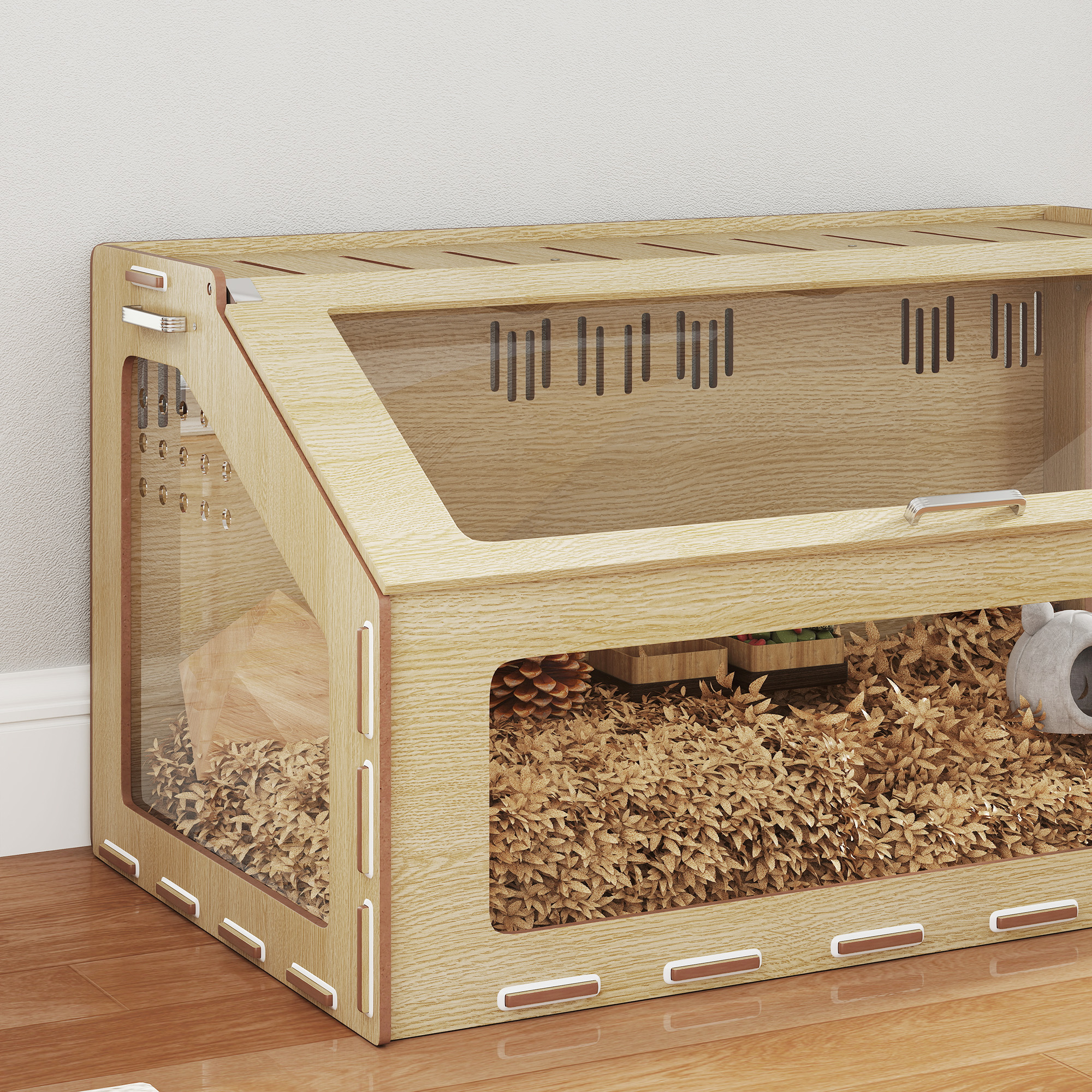 Habitat para Hámsters con Ventana Acrílica y Parte Superior Abordable para Hámsters Enanos, Conejos de Indias, Ratones y Roedores — imagen 7